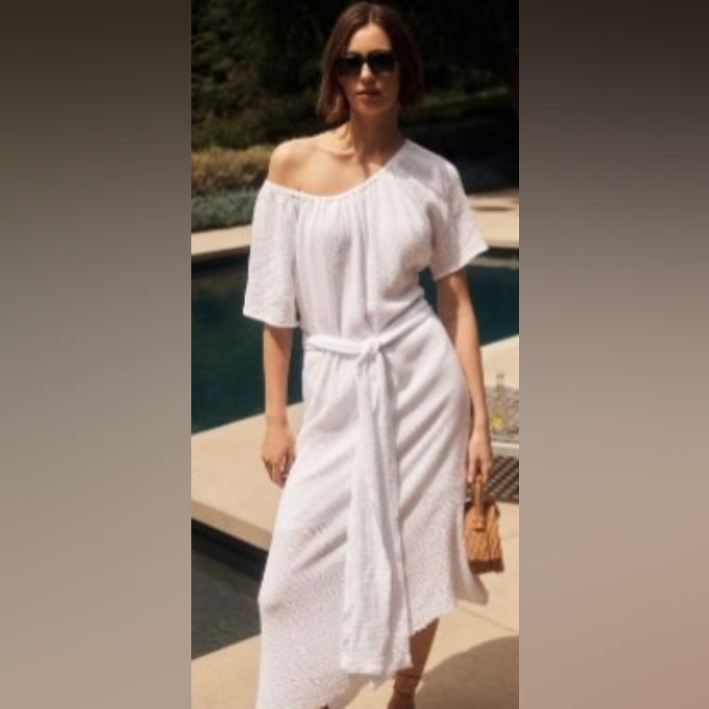 Anthropologie Stateside One-Shoulder Gauze Midi Dress